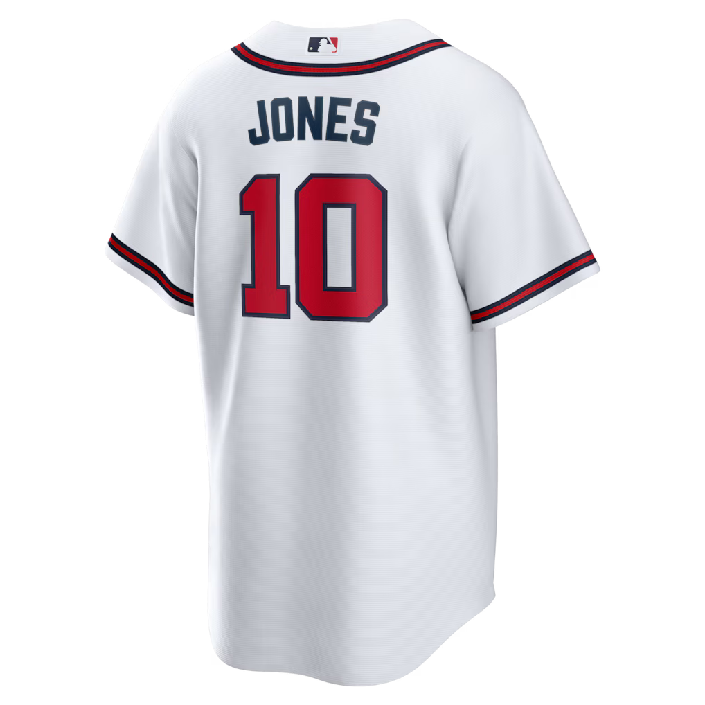 Men's Atlanta Braves Chipper Jones White Home Retired Player Replica Jersey