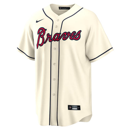 Men's Atlanta Braves Ronald Acuna Jr. Cream Alternate Replica Player Name Jersey
